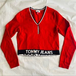 Tommy Hilfiger red crop shirt